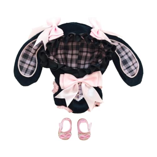 Fenteer 15/17 cm Puppenkleidung, Puppenkleidung mit Puppenschuhen, Puppen-Body mit Kapuze, modischer Cartoon-Stofftier-Accessoires als Geschenk, Rosa von Fenteer