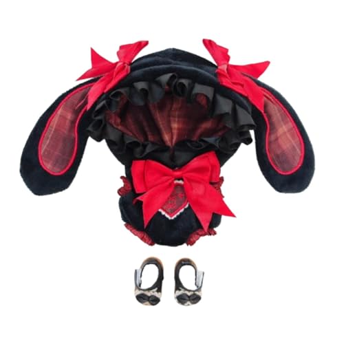 Fenteer 15/17 cm Puppenkleidung, Puppenkleidung mit Puppenschuhen, Puppen-Body mit Kapuze, modischer Cartoon-Stofftier-Accessoires als Geschenk, Rot von Fenteer