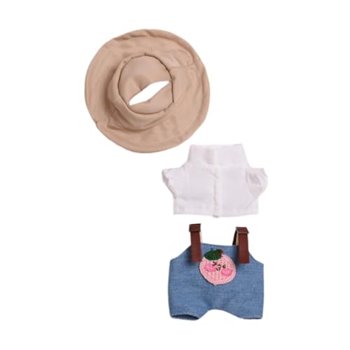 Fenteer 15 cm große Puppenkleidung aus Plüsch, stilvoll, Verkleidung für ausgestopfte Puppen, Foto-Requisiten, Overall-Shirt mit Hut für Cartoon-Puppen, Rosa Pfirsich von Fenteer