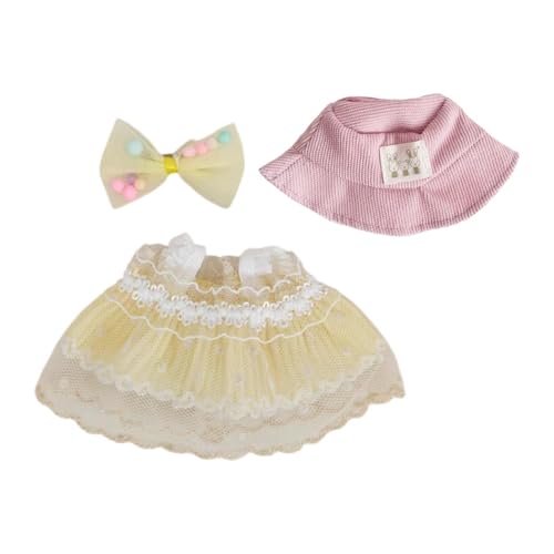 Fenteer 15cm 17cm Puppenkleid Hasenmütze Accessoire,Kinder Rollenspiel Kostüm Foto Requisite Süße Puppenkleidung Puppenkleidungsset Kinder, Gelb von Fenteer