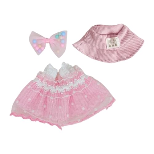 Fenteer 15cm 17cm Puppenkleid Hasenmütze Accessoire,Kinder Rollenspiel Kostüm Foto Requisite Süße Puppenkleidung Puppenkleidungsset Kinder, Rosa von Fenteer