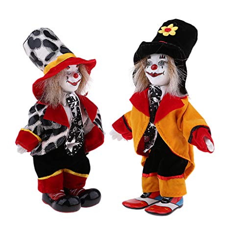 Fenteer 2 Mini Halloween Clown Kostüm Porzellanpuppe Im Bunten Kostüm Dekofiguren Geburtstagsgeschenk, #1 von Fenteer