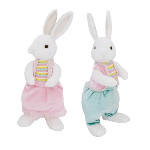 Fenteer 2 stück Ostern Bunny Dekoration Plüsch Spielzeug Desktop Ornamente Ostern Decor Niedliche Dekorative Figuren für Schreibtisch Büro Urlaub, Style B von Fenteer