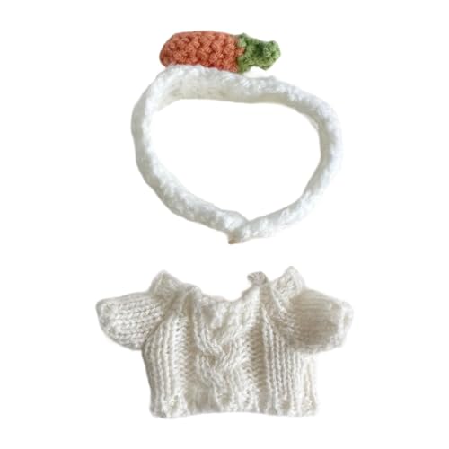 Fenteer 2-teiliger Puppenpullover und Haarband, Miniatur-Kleidungszubehör-Outfits für 15–17 cm große Jungenpuppen, Thanksgiving-Geschenke, Weiß von Fenteer