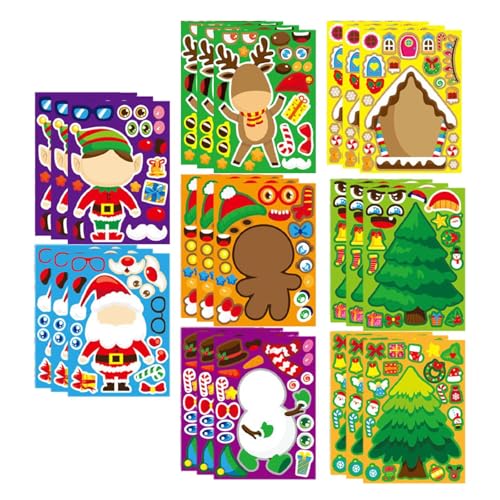 Fenteer 24 Blatt Weihnachtsaufkleber mit weihnachtlichem Thema, Partyzubehör, Cartoon-Dekorationsgeschenke, Kinderdekoration, Mix-and-Match-Aufkleber, Style A Fenteer 24 Blatt Weihnachtsaufkleber mit weihnachtlichem Thema, Partyzubehör, Cartoon-Dekorationsgeschenke, Kinderdekoration, Mix-and-Match-Aufkleber, Style A von Fenteer