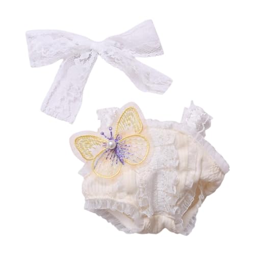 Fenteer 2X 15 cm Puppenkleidung Anhänger Puppe Rompers Set Bogenkopfschmuck Dekor Kleid Kostüme Anzug für kleine Mädchen 4-6 8-10 Geschenke, Gelb von Fenteer