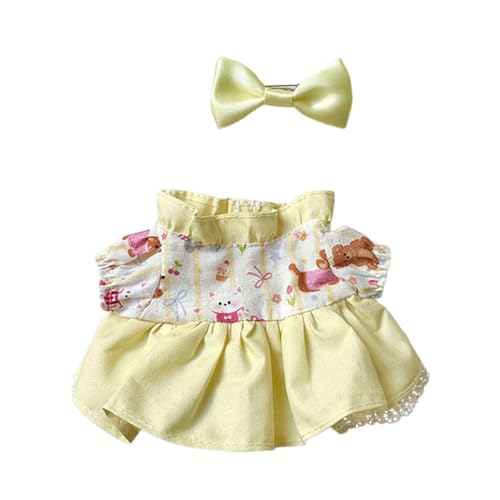 Fenteer 2X Plüsch-Puppenkleidung, Puppenoutfits, Abnehmbarer Puppenanzug, DIY stylische handgemachte Kleidung, Puppenkleidungskostüm für 15 cm Puppe, Kleid von Fenteer