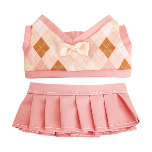 Fenteer 2X Puppenkleidung Puppen-Outifits Puppenkleidung Zubehör Kostüme Stylische Kuscheltiere Kleidung Cartoon für 17cm Plüschpuppe, Rosa Rock von Fenteer