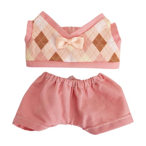 Fenteer 2X Puppenkleidung Puppen-Outifits Puppenkleidung Zubehör Kostüme Stylische Kuscheltiere Kleidung Cartoon für 17cm Plüschpuppe, Rosa Shorts von Fenteer