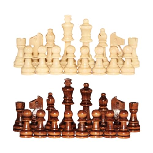 Fenteer 32pcs hölzerne Schachstücke Schachspiel Bauern, Checkers Spiel Brettspiele Spielzubehör Holzschachkern Figurine Stücke für Zuhause von Fenteer