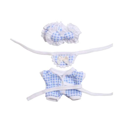 Fenteer 3X Modepuppen-Pyjamas und Lätzchen-Stirnband-Outfits, Zubehör für 17-cm-Mädchenpuppen, Thanksgiving-Geschenke, Blau von Fenteer