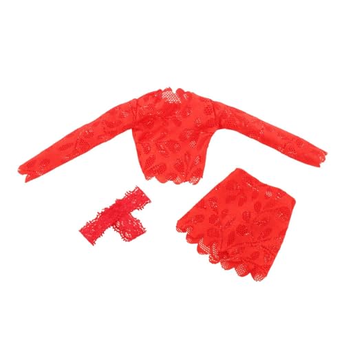 Fenteer 3pcs 1: 6 Top und Hüfte Umarmung Rock Kostüm, Miniaturbekleidungskleidung für 12 -Zoll -Puppenmodell Dress Up, Rot von Fenteer