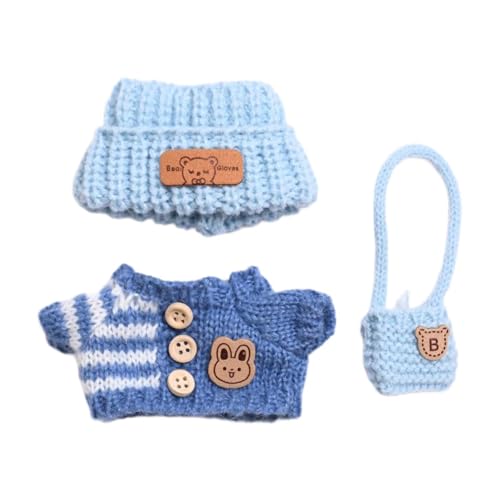 Fenteer 3pcs Plüsch Puppenkleidung Outifits Dress abnehmbar Mini Kostüm Girl Doll Kleidung Pullover -Anzüge für 6,69 Zoll 5,91 Zoll Puppe, Blau von Fenteer