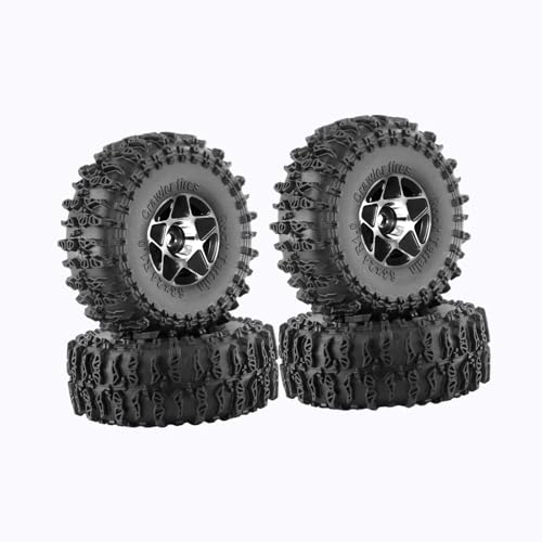 Fenteer 4 Stück 1/18 1/24 RC Reifen Reifen 63 Mm Durchmesser Guter Grip Ersatzrad Reifen Set für SCX24 Fcx24 Modell RC Car DIY, Schwarz von Fenteer