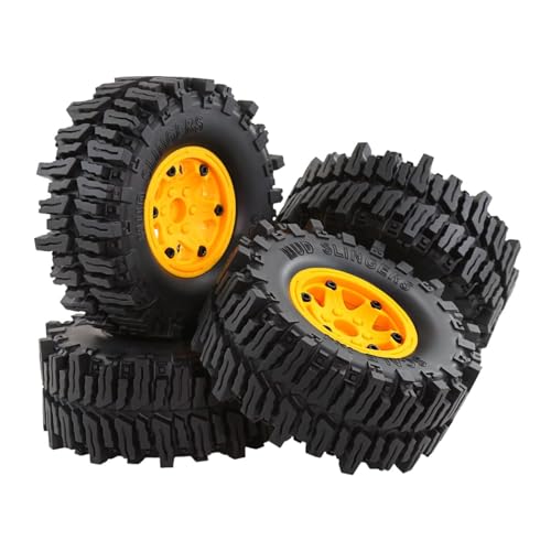 Fenteer 4 Stücke RC Auto Räder Und Reifen RC Teile Teile RC Crawler Auto Reifen Ersetzen für 1/8 RC Crawler Auto Modell LKW DIY Modifiziert, Gelb von Fenteer