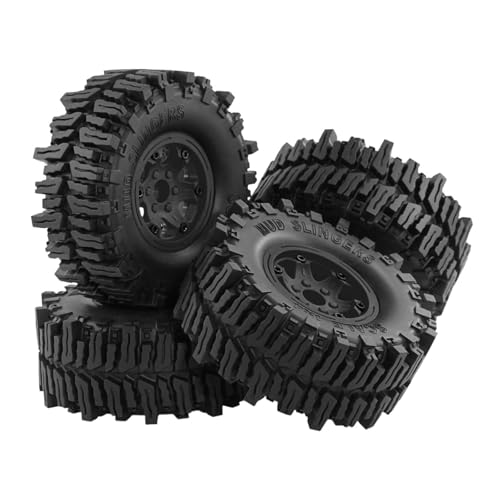 Fenteer 4 Stücke RC Auto Räder Und Reifen RC Teile Teile RC Crawler Auto Reifen Ersetzen für 1/8 RC Crawler Auto Modell LKW DIY Modifiziert, Schwarz von Fenteer