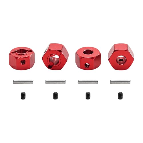 Fenteer 4X Aluminiumlegierung 1:10 Sechskantrad -Hubs Ersetzen Sie Teile, RC -Auto -Spart -Teile, Modifikationszubehör für 1/10 RC -Auto -RC -Automodell, Rot von Fenteer