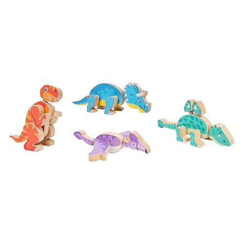 Fenteer 4X Holzstiel-Dinosaurier-Spielset, Dinosaurier-Bausteine-Set für Kinder als Geschenk von Fenteer