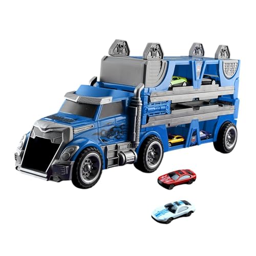 Fenteer Autotransporter-LKW-Spielzeugset, katapultierende Rennstrecke, Faltbarer Schlepper, Trägerraketen-Set, Schlepper-LKW-Spielzeug für Kinder, Geschenke, Blau von Fenteer