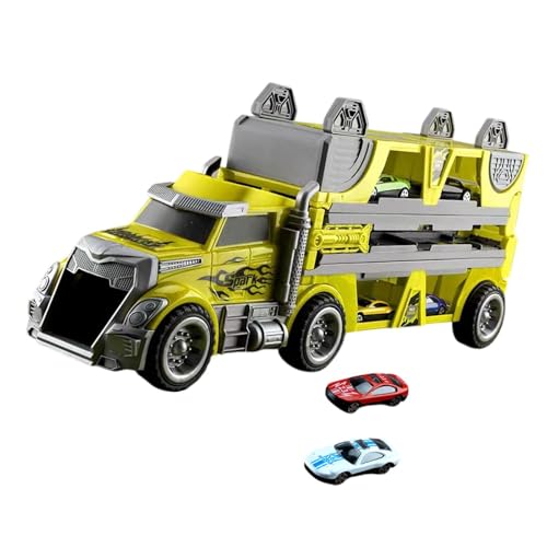 Fenteer Autotransporter-LKW-Spielzeugset, katapultierende Rennstrecke, Faltbarer Schlepper, Trägerraketen-Set, Schlepper-LKW-Spielzeug für Kinder, Geschenke, Gelb von Fenteer