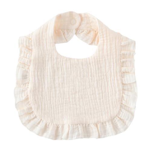 Fenteer Baby-Lätzchen aus Baumwolle, Sabberlätzchen, wasserdicht, Rüschen-Design, weich, waschbar, Sabberlätzchen, Spucklätzchen für Mädchen, Jungen, Beige von Fenteer