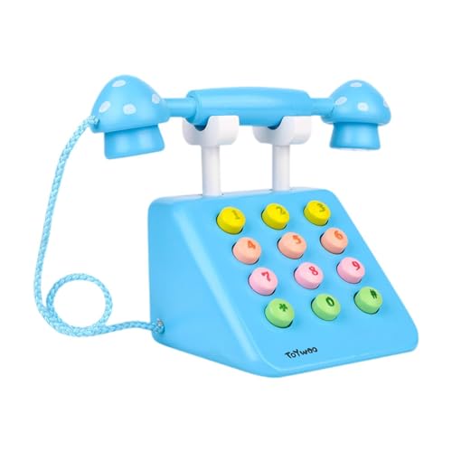 Fenteer Baby-Telefon-Spielzeug, Baby-Telefon-Spielzeug, Holz-Rollenspiel, Retro, Entwicklung der Wahrnehmung, Holz-Telefon-Modell, vorgeben, Telefon-Spielzeug von Fenteer