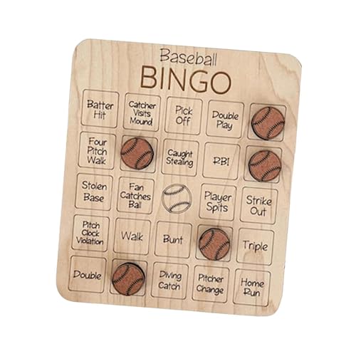 Fenteer Bingo-Spiel, Tischspiel, Nacht-Holzspiel zum Thema Sport, Sport-Partyspiel für Kinder, Baseball von Fenteer