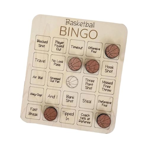 Fenteer Bingo-Spiel, Tischspiel, Nacht-Holzspiel zum Thema Sport, Sport-Partyspiel für Kinder, Basketball von Fenteer