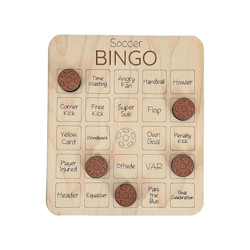 Fenteer Bingo-Spiel, Tischspiel, Nacht-Holzspiel zum Thema Sport, Sport-Partyspiel für Kinder, Fußball von Fenteer