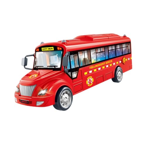 Fenteer Bus Spielzeug Stadtbus-Toys Fahrzeuge für Kinder, Elektrobus mit Geräuschen und Lichtern, Ornamente,Kinder Auto Spielzeug für Kinder ab 3 Jahren, Feuer Notfall Rot von Fenteer