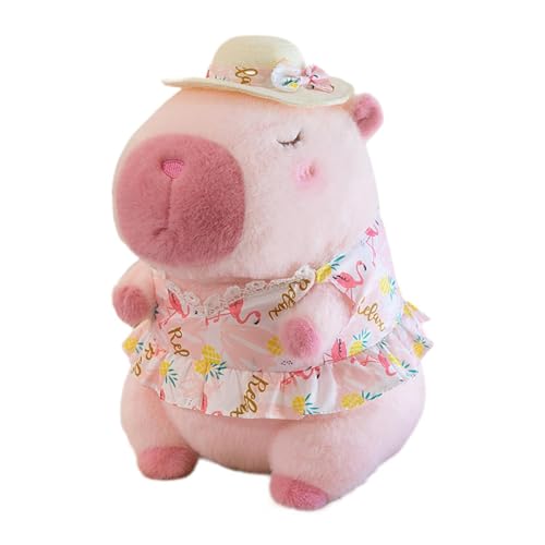 Fenteer Capybara-Plüschtier, weiches Stofftier, süßes Plüsch-Capybara-Puppe, Cartoon-Heimdekor, Simulation Capybara, Stofftier für Mädchen, Rosa 23cm von Fenteer