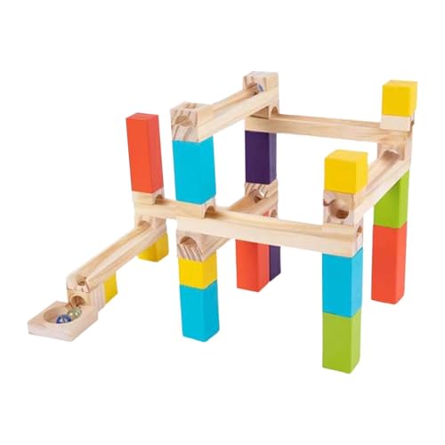 Fenteer DIY Holzschiene Marmor Spielzeug Puzzle Montage Spielzeug Achterbahn 3D Holzpuzzle Pädagogische Bausteine ​​für Ornament Kinder, 36 StÜcke von Fenteer