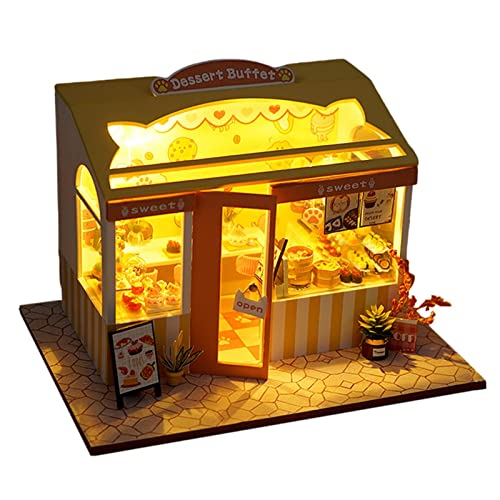 Fenteer DIY Miniatur Puppenhaus LED Licht Holzgartenhaus für Kinder Erwachsene, Laden brechen von Fenteer