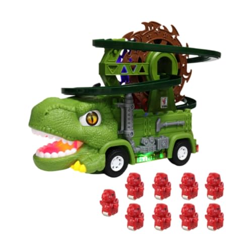 Fenteer Dinosaurier-Rennbahn-Spielzeug, Rennbahn-Rutschen-Spielzeug, Montessori-Lernspielzeug, Treppensteigen-Spielzeug, Kleinkinder, LKW-Auto-Spielzeug für, 9 Kleine Dinosaurier von Fenteer