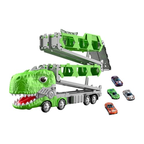 Fenteer Dinosaurier-Rennbahn-Transporter-Set, lustige Dinosaurier-Klapp-Auswurf-Rennbahn für Kinder, Kinder, 6 Autos von Fenteer