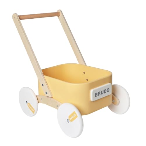 Fenteer Einkaufswagen Spielzeug für Kinder aus Holz, Einkaufswagen, kreatives Spielzeug, Einkaufswagen-Spielzeug für Babys, Kinder, Partygeschenke, Gelb von Fenteer