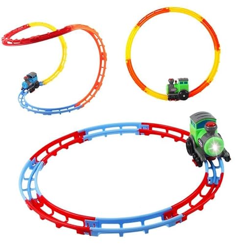 Fenteer Eisenbahnschienen-Set, DIY-Schienen-Set mit Ton und Licht, Eisenbahn-Puzzle, Rennstrecken-Spielzeug für Kinder für Kindergartenjungen von Fenteer