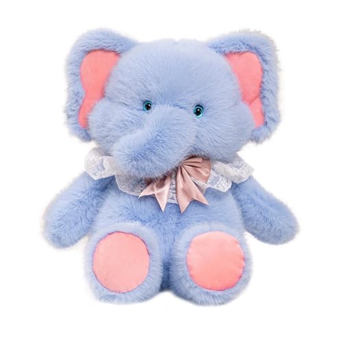 Fenteer Elefant Plüschtier, Elefant Stofftier, Schlafzimmer Dekor, Cartoon Elefant Puppe, Plüsch Elefant Spielzeug, Blaues Lätzchen von Fenteer