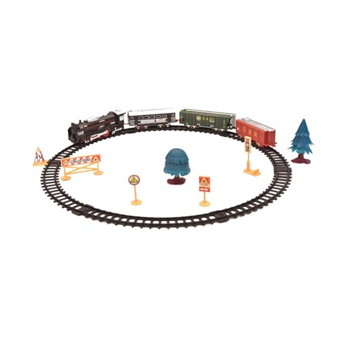 Fenteer Elektrisches Eisenbahnschienen-Spielset mit Lichtern und Sound, zum Selberbauen und mit Güterwaggons für Kinder im Alter von 3 4 5 6 Jahren, Geschenke von Fenteer