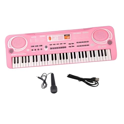 Fenteer Elektronisches Klavier mit 61 Tasten für Kinder, Musik-Aufklärungsspielzeug, tragbares Früherziehungsspielzeug für Kinder im Alter von 3 + 1 Jahren, Rosa Farben Verpackung von Fenteer