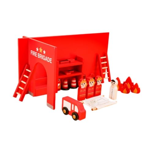 Fenteer Feuerwehr-Spielset-Spielzeug, pädagogisches Lernspielzeug, Geburtstagsgeschenke, Feuerwehrmann-Rollenspielfiguren aus Holz für Kinder Fenteer Feuerwehr-Spielset-Spielzeug, pädagogisches Lernspielzeug, Geburtstagsgeschenke, Feuerwehrmann-Rollenspielfiguren aus Holz für Kinder von Fenteer