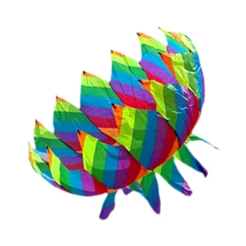 Fenteer Fliegende Drachen Weicher Drachen Sport Kinder Geschenke Lotusförmiger weicher riesiger Stranddrachen Blumendrachen für Sommerstrand-Camping-Anfänger, Regenbogenfarbe von Fenteer