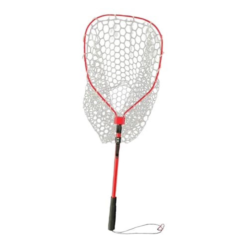 Fenteer Fly Fihing Net Mesh Net Aluminium Legierung Angeln Werkzeug Ausziehbarer Klapp Kescher Fischernetz für Bass Ratfinks Sammeln, Rot von Fenteer