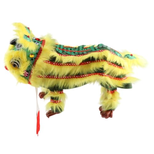 Fenteer Handkettenpuppe mit Rod Chinese Neujahr Dekoration kreatives chinesisches Marionette Lion Toy für Kinder Kinder Partys Geschenke, Grün Gelb von Fenteer