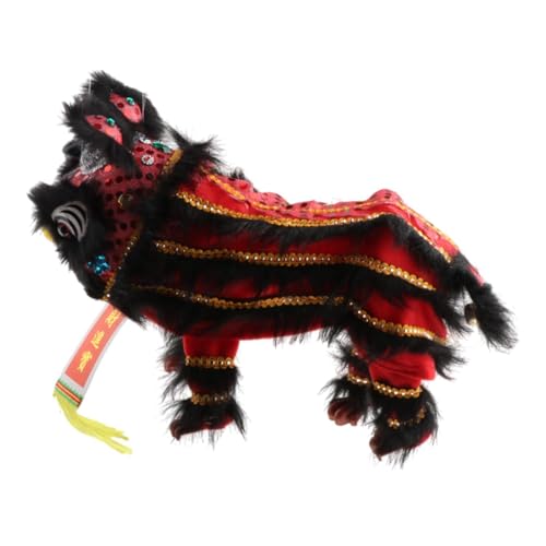 Fenteer Handkettenpuppe mit Rod Chinese Neujahr Dekoration kreatives chinesisches Marionette Lion Toy für Kinder Kinder Partys Geschenke, Rot Schwarz von Fenteer