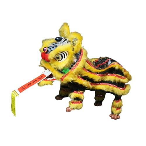 Fenteer Handpuppe mit Schnüren Und Stab, Chinesisches Marionetten Löwenspielzeug, Chinesische Neujahrsdekoration für Das Frühlingsfest, Gelb Schwarz von Fenteer