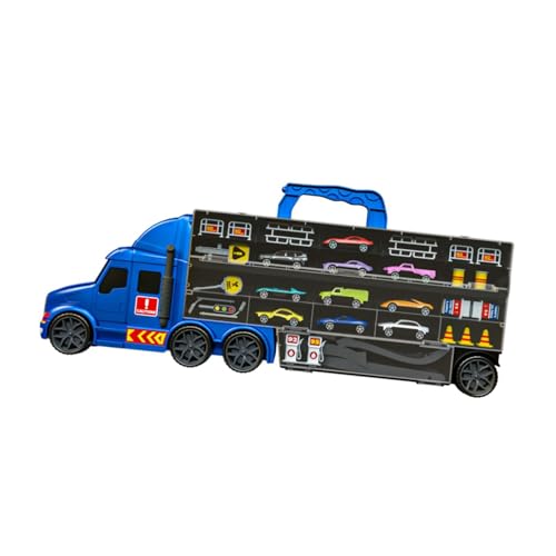 Fenteer Hauler Track Ejection Car, Transport Carrier Truck Toy Set, Cars Storage und Transporter Toy Truck, für 2 3 4 5 6 Jahre alte Kinder, Blau von Fenteer