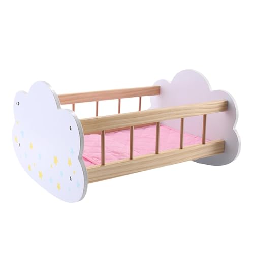 Fenteer Hölzernes Babypuppenbett, Pädagogisches Spielzeug, Rollenspiel für Kinder Ab 3 Jahren, Geschenk von Fenteer