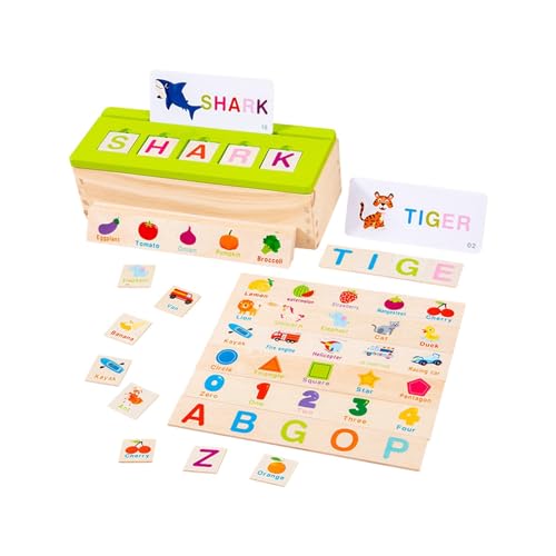 Fenteer Holz ABC Wort Rechtschreibspiele ABC Buchstaben Matching Spiel Alphabet Puzzle für Kinder Gruppe Spiel Klassenzimmer Muss Haben Kindergarten von Fenteer