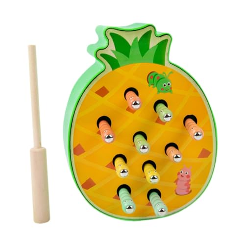 Fenteer Holz kinderspielzeug magnetspiel ab 1 2 3 4 5jahr,Wurm Spiel Kinder Fang den Wurm Spiel für Kinder Kleinkind Jungen Mädchen Lernen Spielzeug - Ananas von Fenteer